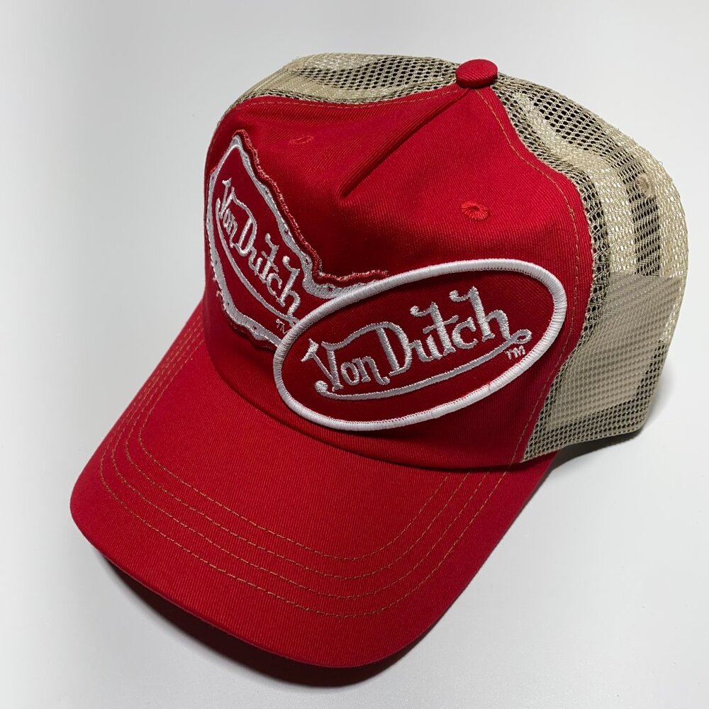 Von Dutch Y2K Vintage Double Patch Tan/Red Hat Brand New - Never Worn